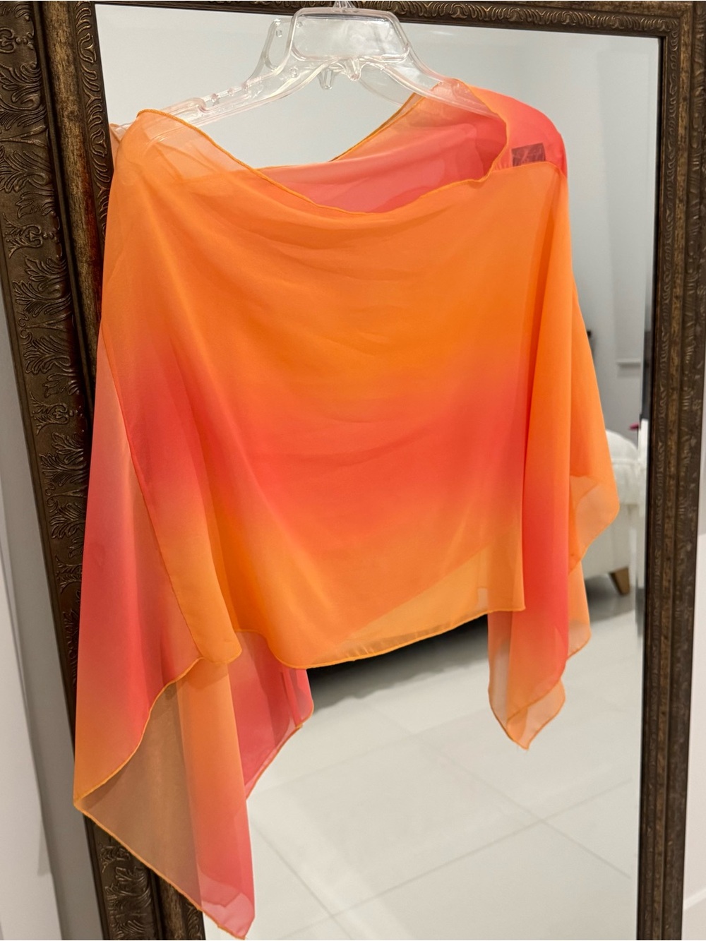 Sandrea Orange and Pink Sheer Ombre Draped shawl